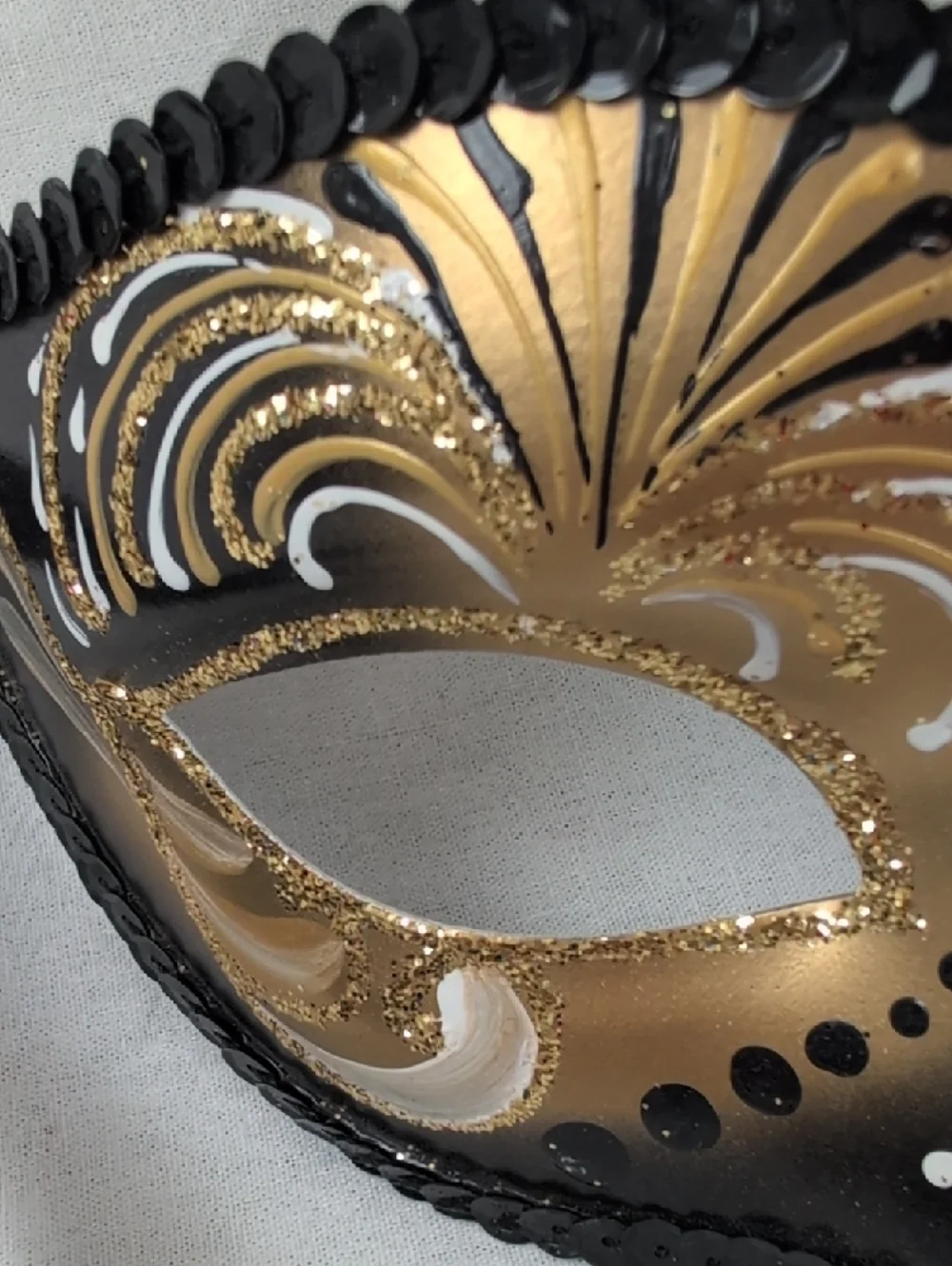 VENETIAN Gold and Black Feathered Masquerade Mask